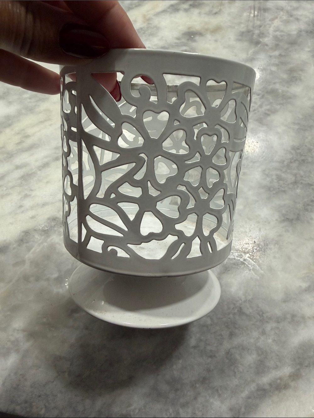 Abrand White Floral Cutout Votive Holder
